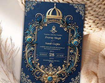 Indian Wedding Invitation card, Punjabi Wedding invitation, Save the Date Indian Invite, Haldi Mayon Baraat Dholki Invite, Muslim wedding
