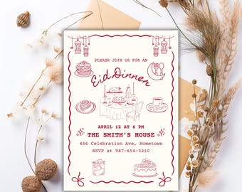 Eid Mubarak Invitation | Iftar Invitation | Eid Dinner Party | Muslim Invite | Virtual Invitation | Islamic Art| Ramadan| Eid Al Adha Fitr