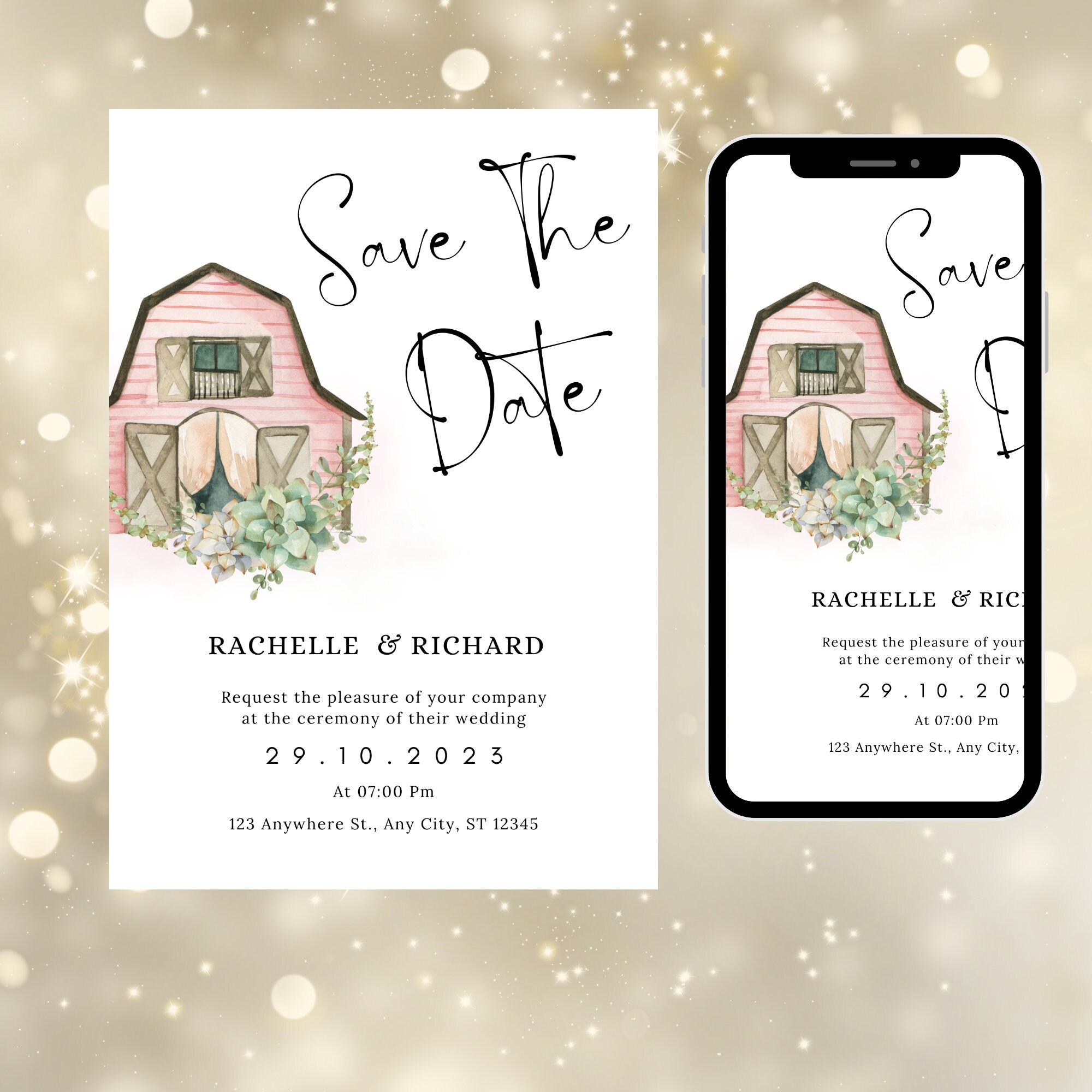 Rustic Barn Save the Date Template, Farm Wedding (digital Download) - Etsy