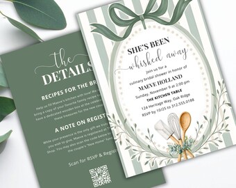 Whisked Away Bridal Shower Invitation | Editable Kitchen Theme Invite | Printable Double-Sided Template