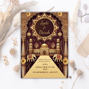 Carte d'invitation de mariage indien, faire-part de mariage pendjabi, faire gagner la date indienne, invitation Haldi Mayon Baraat Dholki, réception numérique