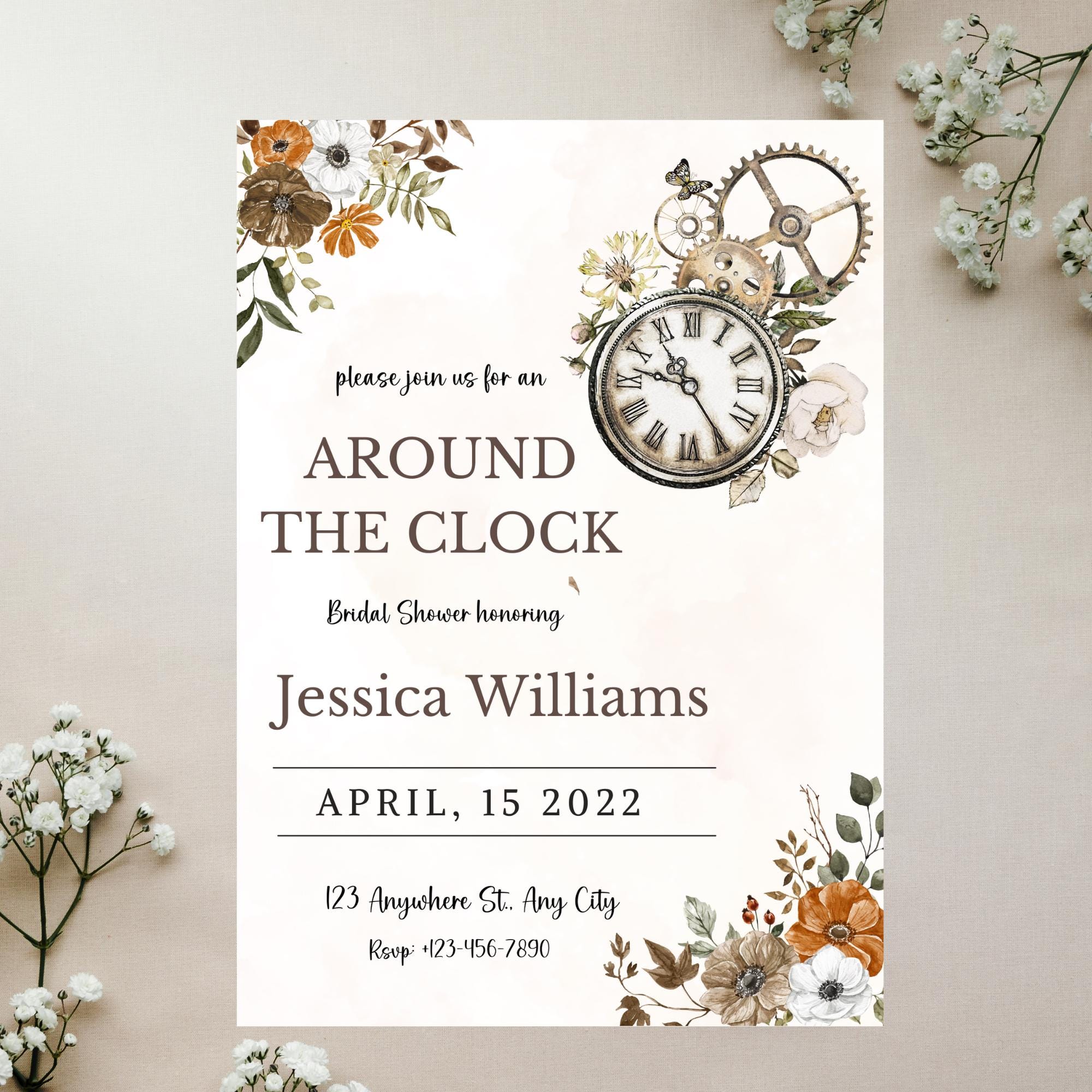 Around the Clock Bridal Shower Invitation, Tick Tock This Shower's ...