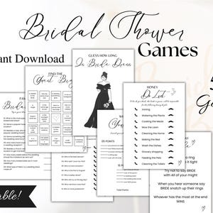 Minimalistisches Brautduschen-Spiele Bundle mit Antwortschlüssel, modernes Brautduschen-Spielepaket, einfache Brautduschenspiele, bearbeitbar und druckbar
