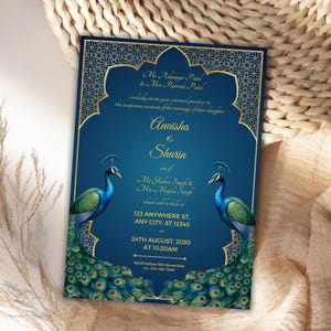 Cartão de convite de casamento indiano, convite de casamento punjabi, convite indiano para salvar a data, convite Haldi Mayon Baraat Dholki, casamento muçulmano