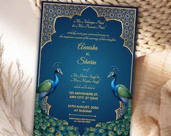 Indian Wedding Invitation card, Punjabi Wedding invitation, Save the Date Indian Invite, Haldi Mayon Baraat Dholki Invite, Muslim wedding