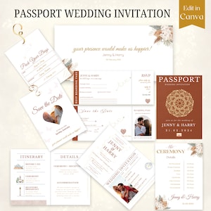 Destination Wedding Invitation, Boarding Pass Invitation, Printable Passport Wedding Invitation, Travel Theme Wedding, Travel Wedding Bundle