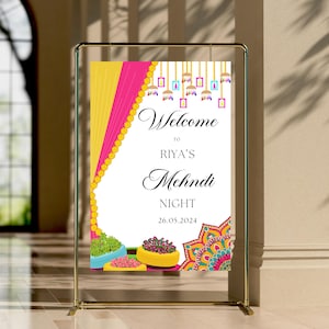 Mehndi welcome signs, Indian Wedding Welcome Sign, Pithi Mayoun Haldi signage , Indian Wedding Decor, Desi Event Sign, dholki signs editable