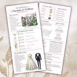 Church Wedding Ceremony Program, Infographic Wedding Program Template, Modern invitation Template, Printable Wedding Day Program