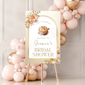 Love is Brewing Bridal Shower Welcome Sign, Coffee Themed Bridal Shower Sign, Espresso Martini Bridal Shower Sign Brunch & Bubbly Poster