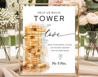 Help Us Build Memories Game Sign Printable | Wedding Jenga Sign | Bridal Shower Game Template Digital Download