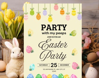 Ostereiersuche Einladung, Osterbrunch einladen, Party mit meinen Leuten Ostereiersuche einladen, bearbeitbare Frohe Ostern Einladung, Instant Download