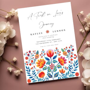 Mexican fiesta Wedding Invitation, Floral Bridal Shower Invite, Spring Bridal Shower Invite, colorful Flower Invitation, Wildflower invite
