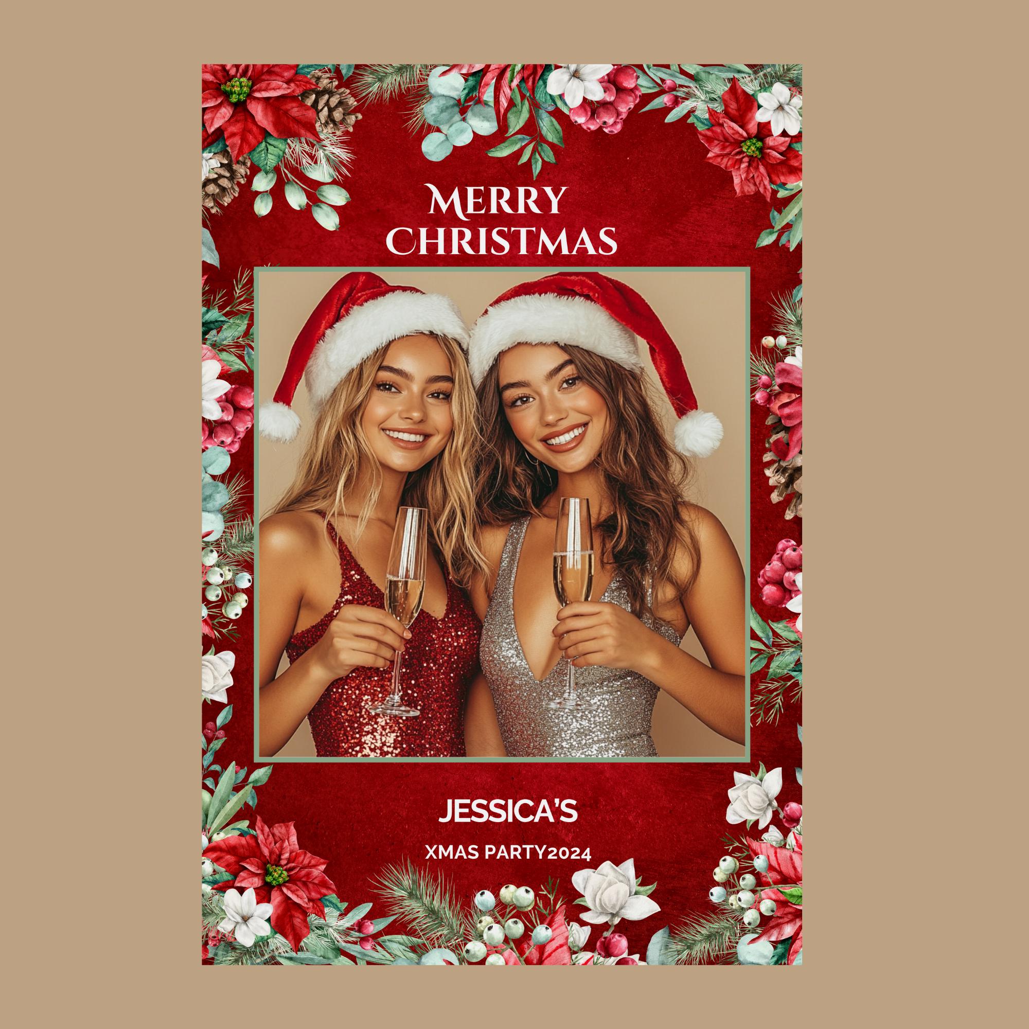 Christmas Photo Booth Template, Custom Family photo booth, christmas selfie frame, Christmas Photo Prop Frame, Holiday photo booth, Editable