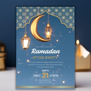 Iftar-Party Einladung | Iftar Abendessen Einladung | Ramadan Einladung | Druckbare Islamische Feier einladen