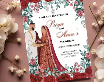 Indian Wedding Invitation card, Punjabi Wedding invitation, Save the Date Indian Invite, Haldi Mayon Baraat Dholki Invite, Sikh Wedding