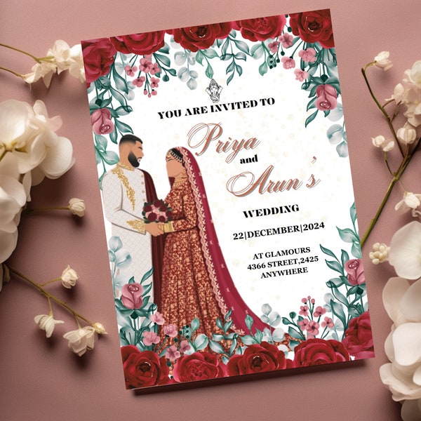 Indian Wedding Invitation card, Punjabi Wedding invitation, Save the Date Indian Invite, Haldi Mayon Baraat Dholki Invite, Sikh Wedding