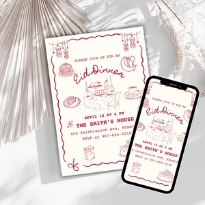 Invitación de Eid Mubarak / Invitación de Iftar / Cena de Eid / Invitación musulmana / Invitación virtual / Arte islámico / Ramadán / Eid Al Adha Fitr imagen 7