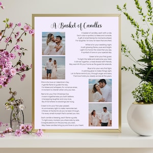 A Basket of Candles Poem, Wedding Shower Gift, Bridal Shower Printable, Anniversary Poem for Couple, Romantic Gift Basket, Couple Shower
