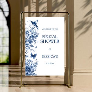 Toile Bridal Shower Sign, Blue Chinoiserie Bridal Shower Welcome Sign, Something Blue Before I DO Bridal Shower ,porcelain welcome sign edit