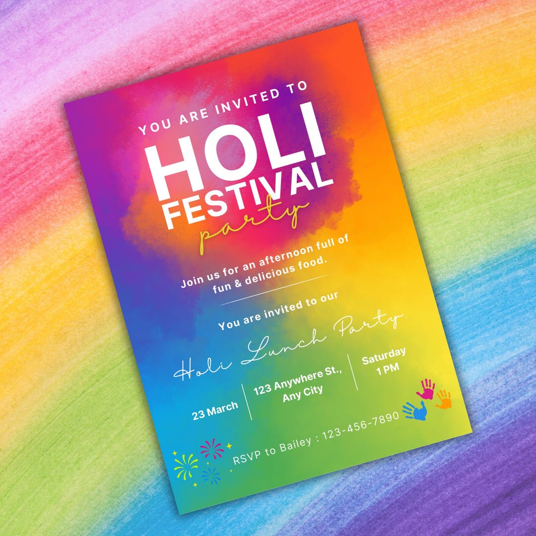Editable Holi Invitation, Holi Festival Invites, Indian Punjabi ...