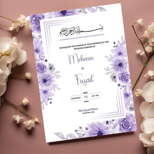Modelo de convite de casamento muçulmano Nikkah walimah Shaadi, convite de casamento, convite Baraat, convite dholki, convite mehndi editável digital