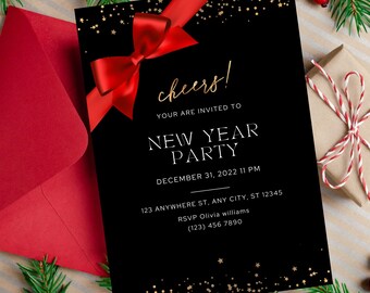 New Year Party Invitation Template, Editable New Year Celebration 2024, Printable 2024 New Years Eve Invite, New Year's Evite