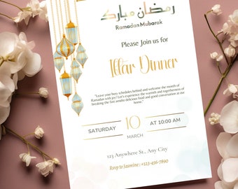 Invitación para la fiesta Iftar / Invitación para la cena Iftar / Invitación de Ramadán / Invitación imprimible para celebración islámica