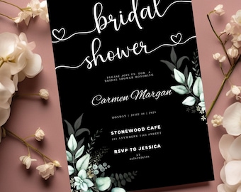 Eucalyptus Greenery Bridal Shower Invite, Boho Bridal Shower, Greenery Wedding shower Template, Botanical Bridal Shower party Invitation