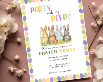 Ostereiersuche Einladung, Osterbrunch einladen, Party mit meinen Leuten Ostereiersuche einladen, bearbeitbare Frohe Ostern Einladung, Instant Download