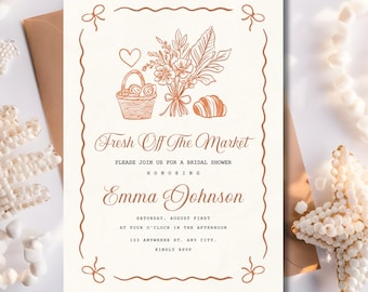 Fresh Off The Market Bridal Shower Invitation, Farmers Market Bridal Shower Invitation, She's Off Market Invite
