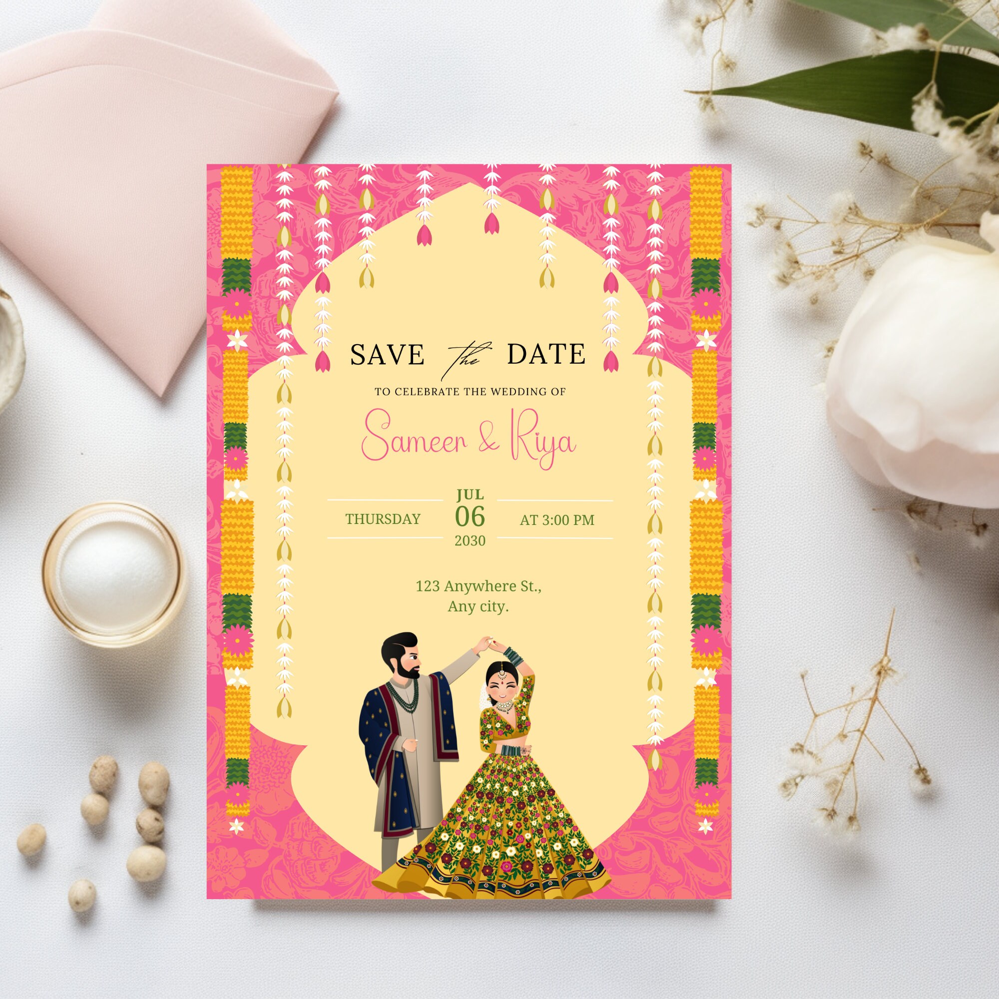Indian Wedding Invitation Card, Punjabi Wedding Invitation, Save the ...