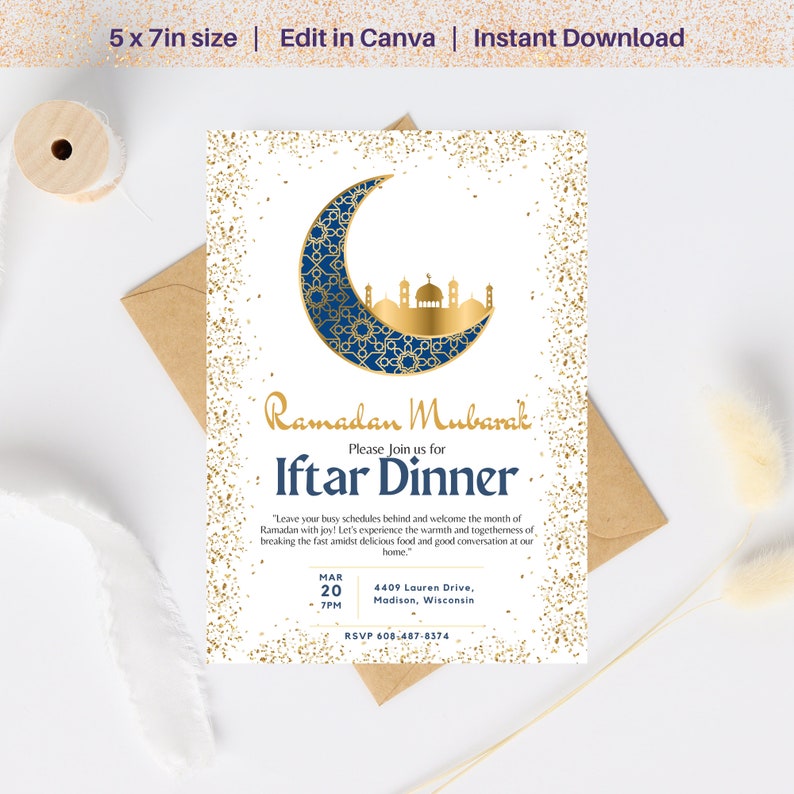 Iftar party invitation Iftar dinner invitation Ramadan invitation Printable Islamic Celebration Invite image 3