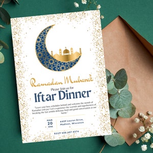 Uitnodiging voor Iftar-feest Iftar dineruitnodiging Ramadan-uitnodiging Afdrukbare islamitische viering uitnodigen afbeelding 8
