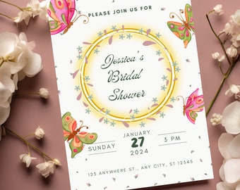 Lifetime of Butterflies Bridal Shower Invite Editable Wildflower Butterfly Template Printable Garden Party Invites Floral Party Invitation