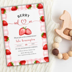 Berry In Love Bridal Shower Invitation, Editable Strawberry Bridal Shower Invite, Summer Bridal Shower Template, Printable Invitation
