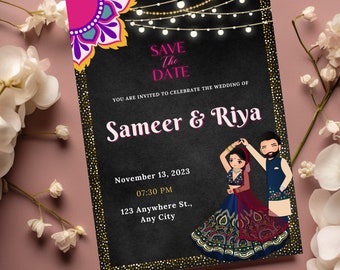 Indian Wedding Invitation card, Punjabi Wedding invitation, Save the Date Indian Invite, Haldi Mayon Baraat Dholki Invite, Digital Reception
