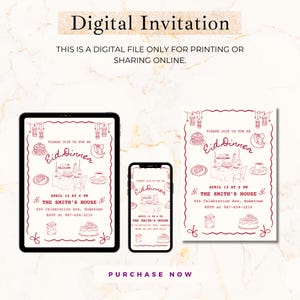 Invitación de Eid Mubarak / Invitación de Iftar / Cena de Eid / Invitación musulmana / Invitación virtual / Arte islámico / Ramadán / Eid Al Adha Fitr imagen 6
