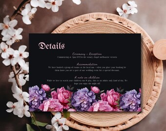 Gotische reactie bruiloft | Afdrukbare boho-sjabloon voor RSVP bruiloft | De dood scheidt ons | Griezelige bloemenhuwelijksuitnodiging | Bruiloftsuitnodiging wilde bloemen