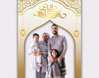 Eid al-Fitr Photo Booth Frame Template | Eid Mubarak Party Prop | Printable Eid Selfie Frame | Editable Eid Party Decor | Instant Download