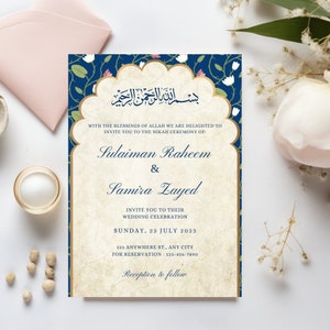 Muslim Wedding Invitation Template | Nikkah Walimah Shaadi Invite Set ...
