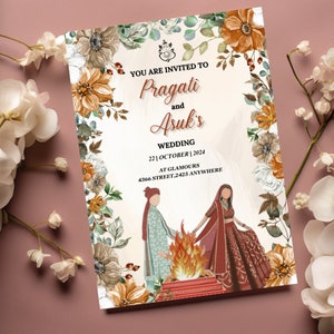 Indiase bruiloft uitnodigingskaart, Punjabi bruiloft uitnodiging, sla de datum Indiase uitnodigen, Haldi Mayon Baraat Dholki uitnodigen, Sikh bruiloft