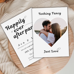Nothing Fancy Just Love Invitation, Photo Retro Wedding Announcement,  Modern Intimate Ceremony Invite, Happily Ever After Elopement