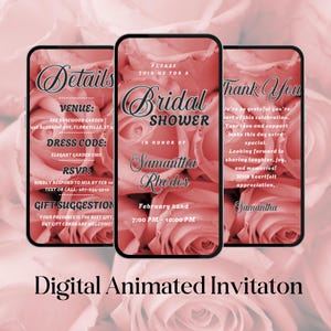 Floral Bridal Shower Animated Invitation | Digital Video Invite | Editable Bachelorette Party Canva Template | Instant Download