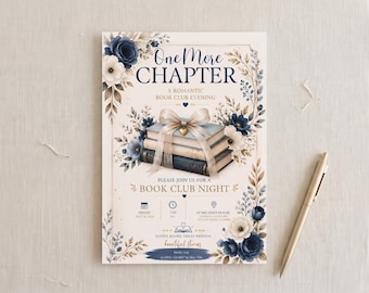 Book Club Invitation | Editable Book Club Party Invite | Reading Group Gathering | Canva Template | Digital Download