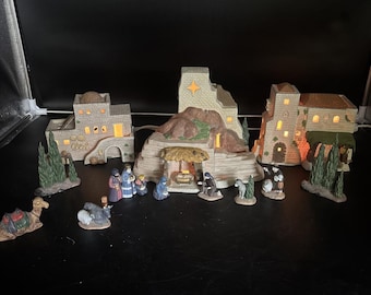 Dept 56 Heritage Village Little Town of Bethlehem Set of 12 Nativity Manger 1987