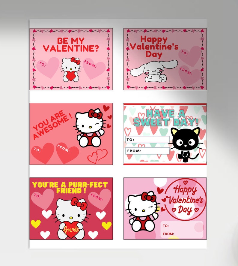 Printable Kitty Valentine's Day Cards Classroom Valentines Day Cards ...