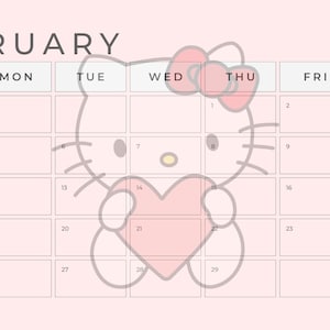 Kawaii Kitty 2024 Calendar Printables Wall Calendar Printable Monthly