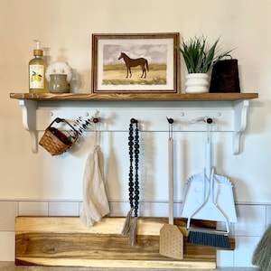 Shaker Wall Hat Rack Shaker Peg Shelf, Wood Shelf With Hooks, Wall Hung Shelf, Coat Rack ...