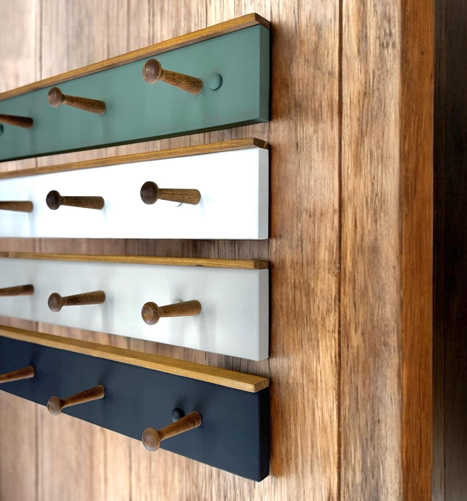 Pegs Racks Design 2 Color Peg Rail With Wooden Shaker Pegs, Wall Mounted Coat Rack, Peg ...