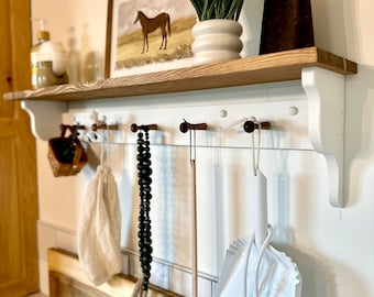Shelf with hooks, shaker peg shelf, housewarming gift, entryway organization shaker peg coat rack rustic home decor wood shelf with corbels